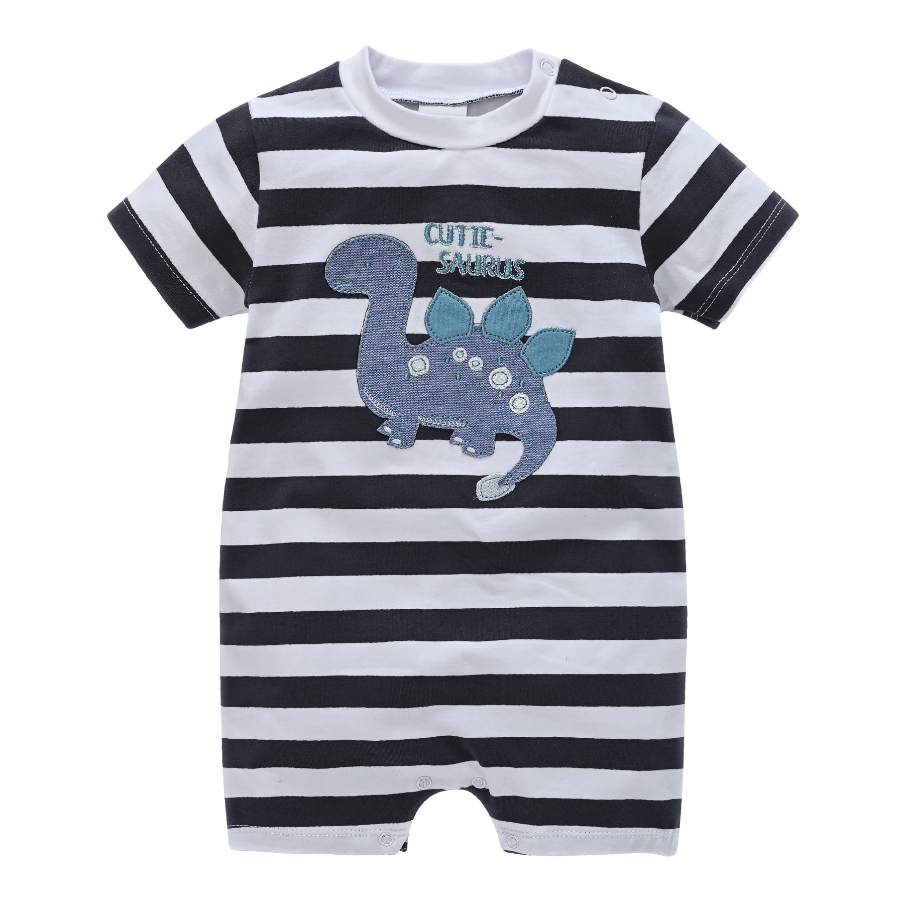 Honeyzone Ropa De Invierno Short Romper Summer Cool Toddler Boy Clothes Stripe Cartoon Dinosaur Print Jumpsuit 0-12M Pyjama Bebe