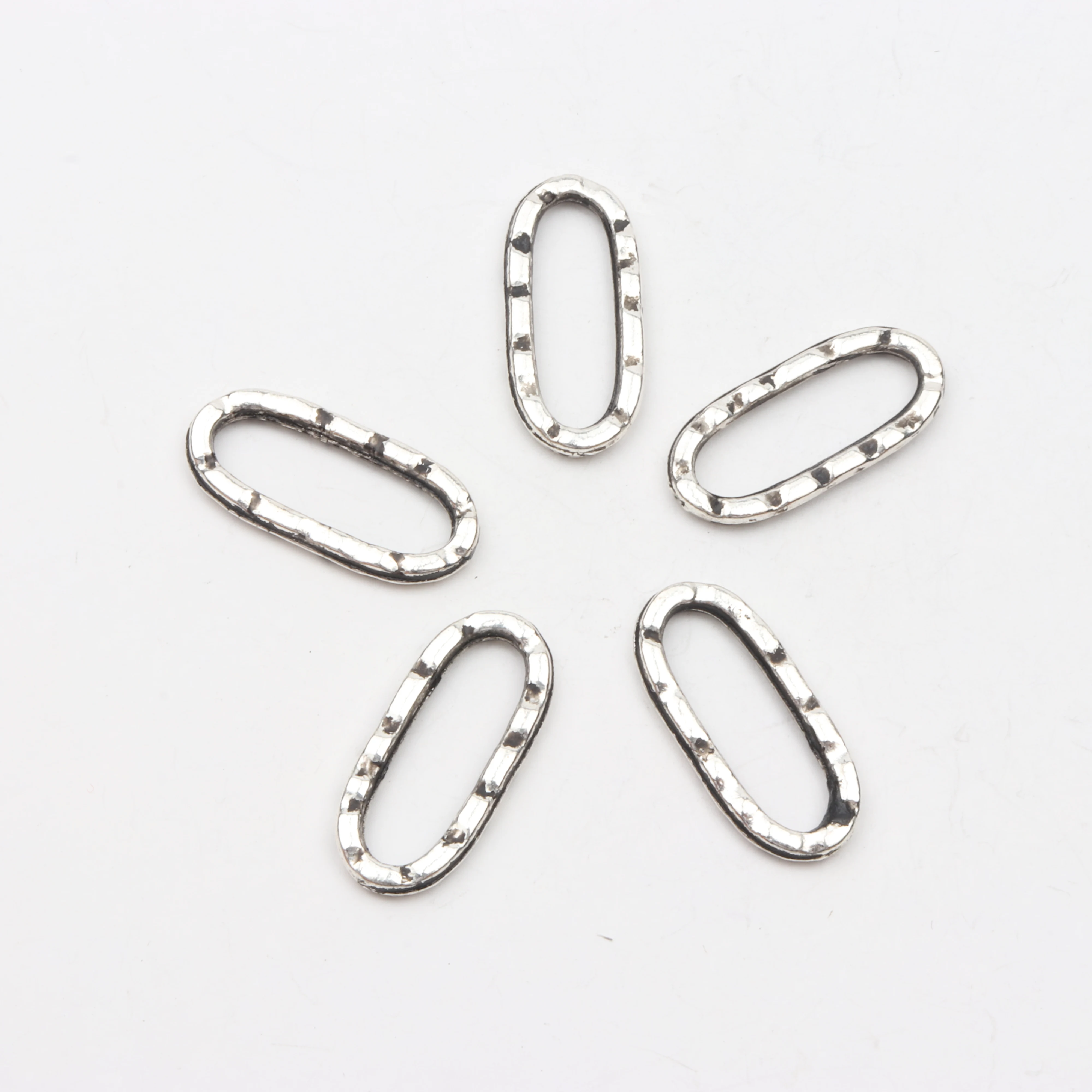 10pcs Antique Silver Color Strip Oval Hollow Shape OT Clasps Hooks Connector For Jewelry Making Supplies Chains DIY Wholesale