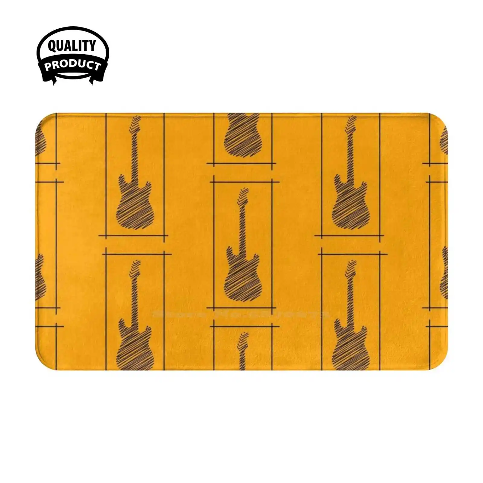 Guitar Scribbled Art 4 ( Light B / G ) Soft Cushion Home Carpet Door Mat Car Rug Electric Guitar Stratocaster Guitar Artistic