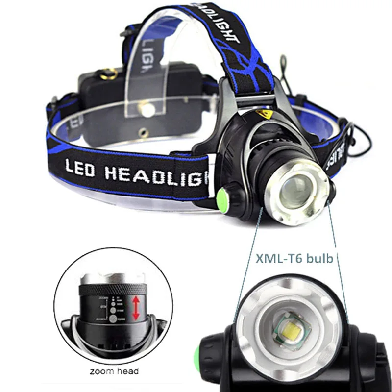 TopCom Powerful Zoom 5W LED Headlamp USB Rechargeable Headlight Portable Adjustable 3-Mode Head Torch For Camping Hunting Fish