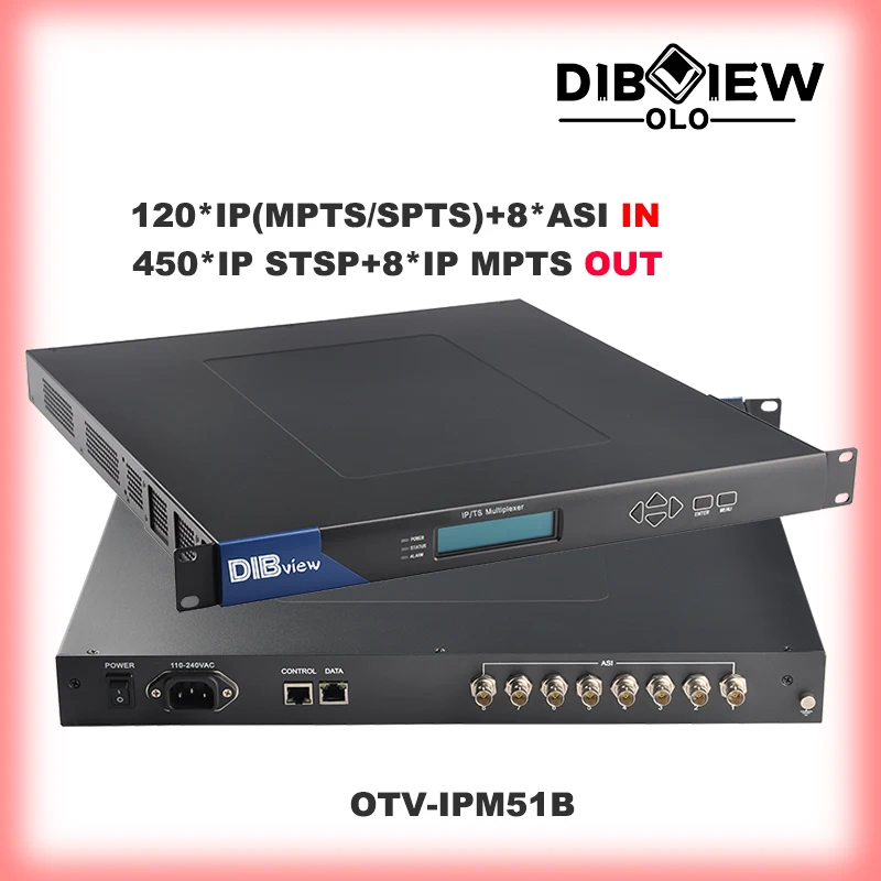 OTV-IPM51B DTV System MPTS SPTS UDP RTP 8 ASI To 450 IP Multiplexer Gateway Converter