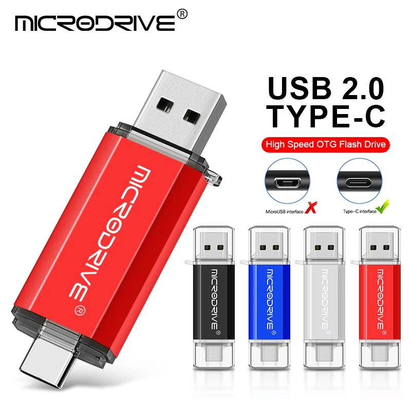 Smart USB 2.0 Flash Drive Type-C OTG 2 IN 1 128GB 64GB 32GB 16GB PenDrive Memory Stick For Phone Notebook