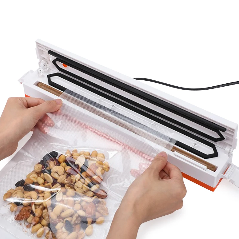 220V Vacuum Sealer Kitchen Packaging Machine Household Food Film Sealer Vacuum Packer Keep Food Fresh With 10pcs Storage Bags