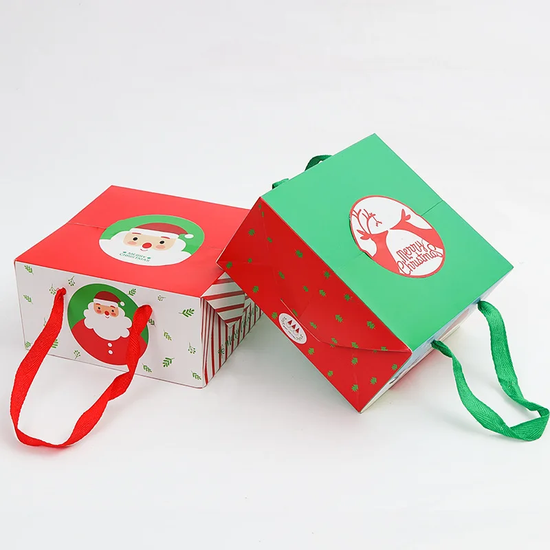 

12 Pieces High Grade Cookies Bag Christmas Gift Box Candy Package Handbag For Gift Package Christmas Party Favor Bags For Home