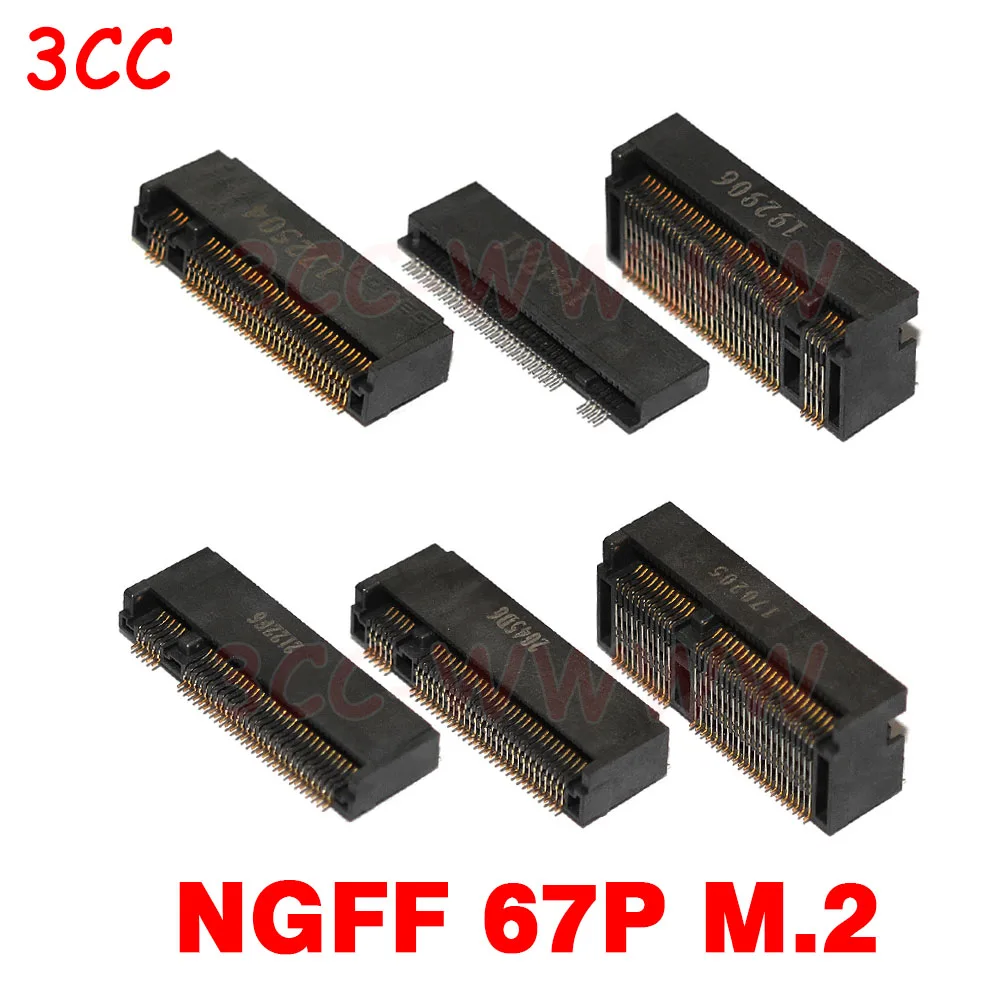 2pcs 67P Connector Adapter A-KEY 3+4 B-KEY 5+6 E KEY M KEY 4+5 NGFF Interface Socket 2.3H 3.2H 4.2H 4.8H 6.7H 8.5H M.2 SSD Slot