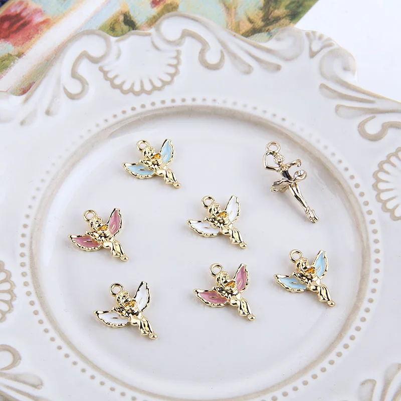 

10pcs Lovely Little Angel Dancing Girl Enamel Charms Pendants Making Bracelet Earrings Hair Dangle For Jewelry DIY Accessories