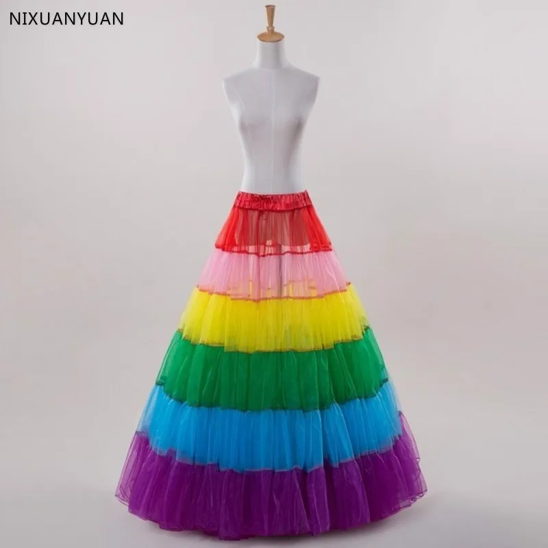 New Longo Multicolor Anágua Crinolina Underskirt Hoop Deslizamento Vestido de Noiva vestido de baile 2023