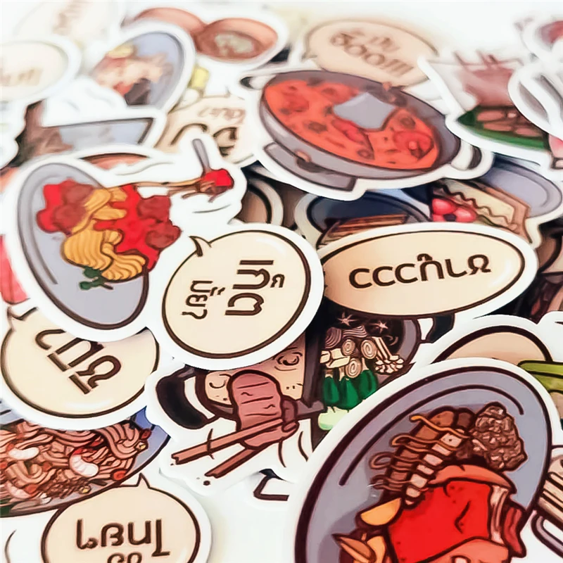 Stickers 40pcs Cute Food Package Hand Books Cartoon Diary Creative Diy Tiny Translucent DIY Craft Photo Albums