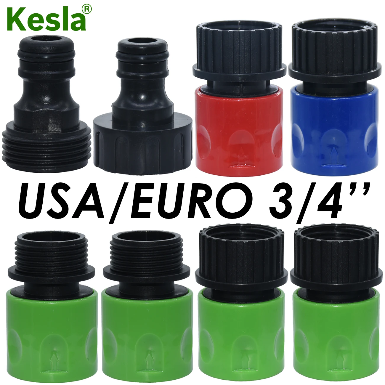 

KESLA Quick Connector Nipple EURO USA 3/4'' Female Threaded Tubing Hose Pipe Adapter for Garden Drip Irrigation Watering System