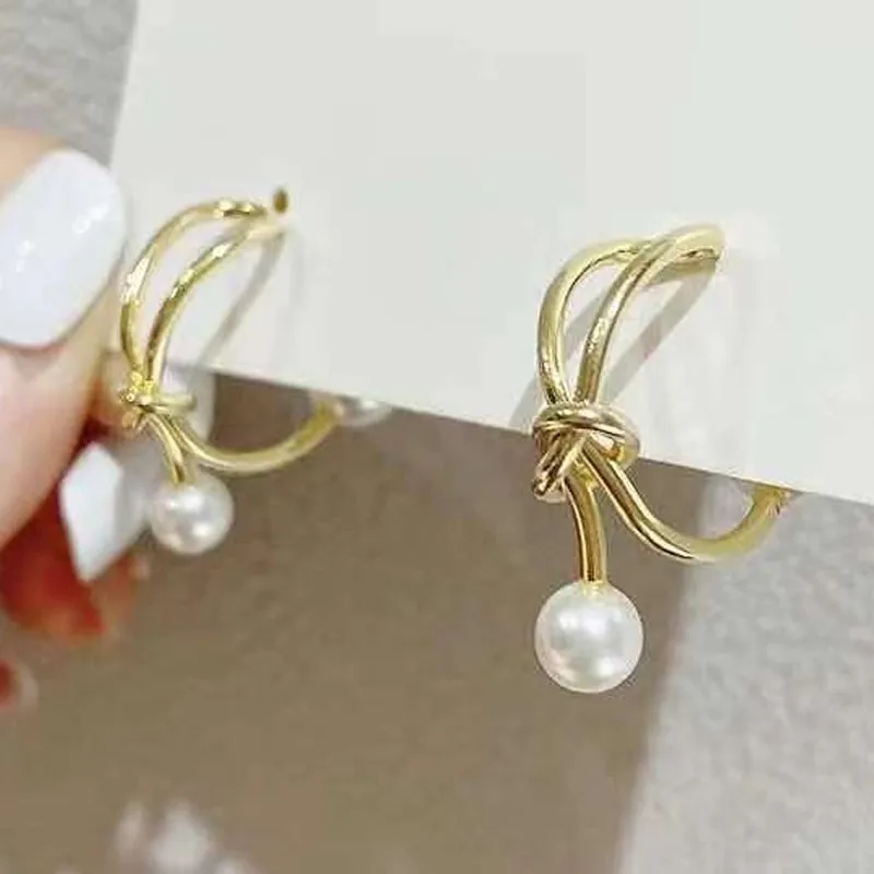 DIY Pearl Stud Earrings Settings Women Handmade Bowknots Design For 6-8mm Beads Jewelry Making