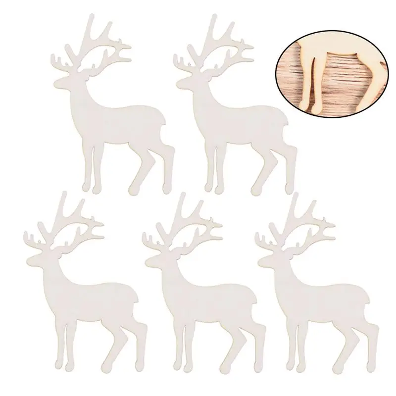 Reindeer Reindeer Decorationation DIY Wood Deer Crafts Deer Graffit Wood Piece DIY Painting Slices Educational Wood Crafts