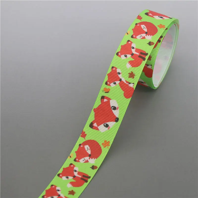 DHK 5yards fox animals Printed Grosgrain Ribbon Accessory Hairbow Headwear Decoration DIY Wholesale OEM E1736