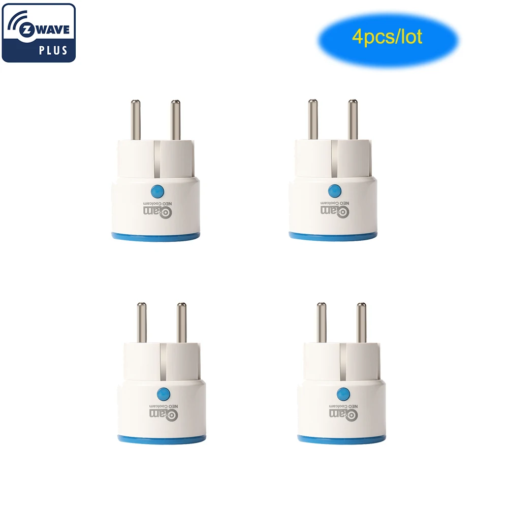 NEO COOLCAM 4PCS/lot NAS-WR01ZE Z-wave Plus Smart Power Plug EU Socket Smart Home Automation Alarm System home