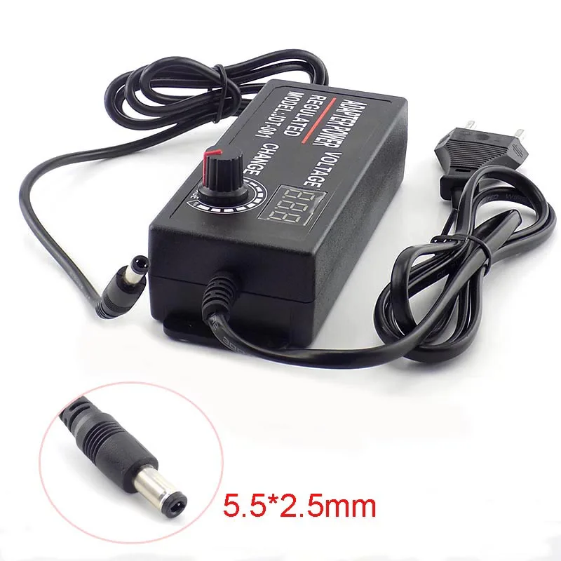 Adjustable Adapter AC 100-220V to DC 9-24V 3A 72W CCTV Camera Power Supply for Led Strip Light with Display Screen 5.5*2.5mm