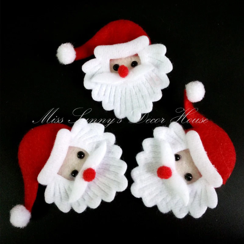 100pcs Christmas Santa Claus head Ornament fabric christmas Ornaments accessory for candy gift box supply felt santa