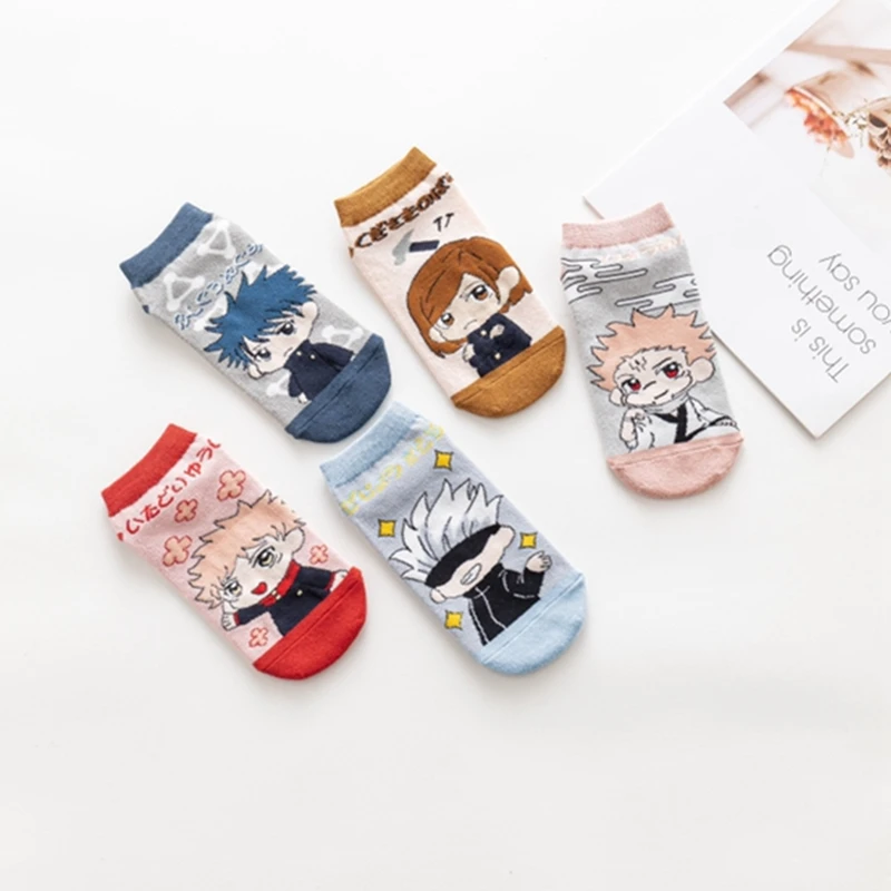 Halloween Short Socks Anime Jujutsu Kaisen Cosplay Cotton Sock Kawaii Character Crew Socks Boat Socks