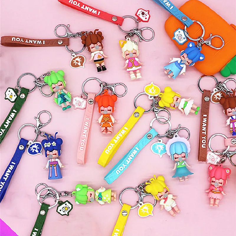 Wholesale 10 Little fairy keychain bag pendant blowing bubble doll soft rubber keychain men and women jewelry gift 8 new 2021