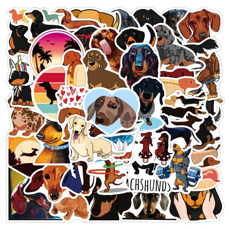 10/30/50 PCS New Dachshund Doodle Cartoon Anime Sticker For Laptop Skateboard Luggage Motorcycle Fridge Waterproof Decal Toy