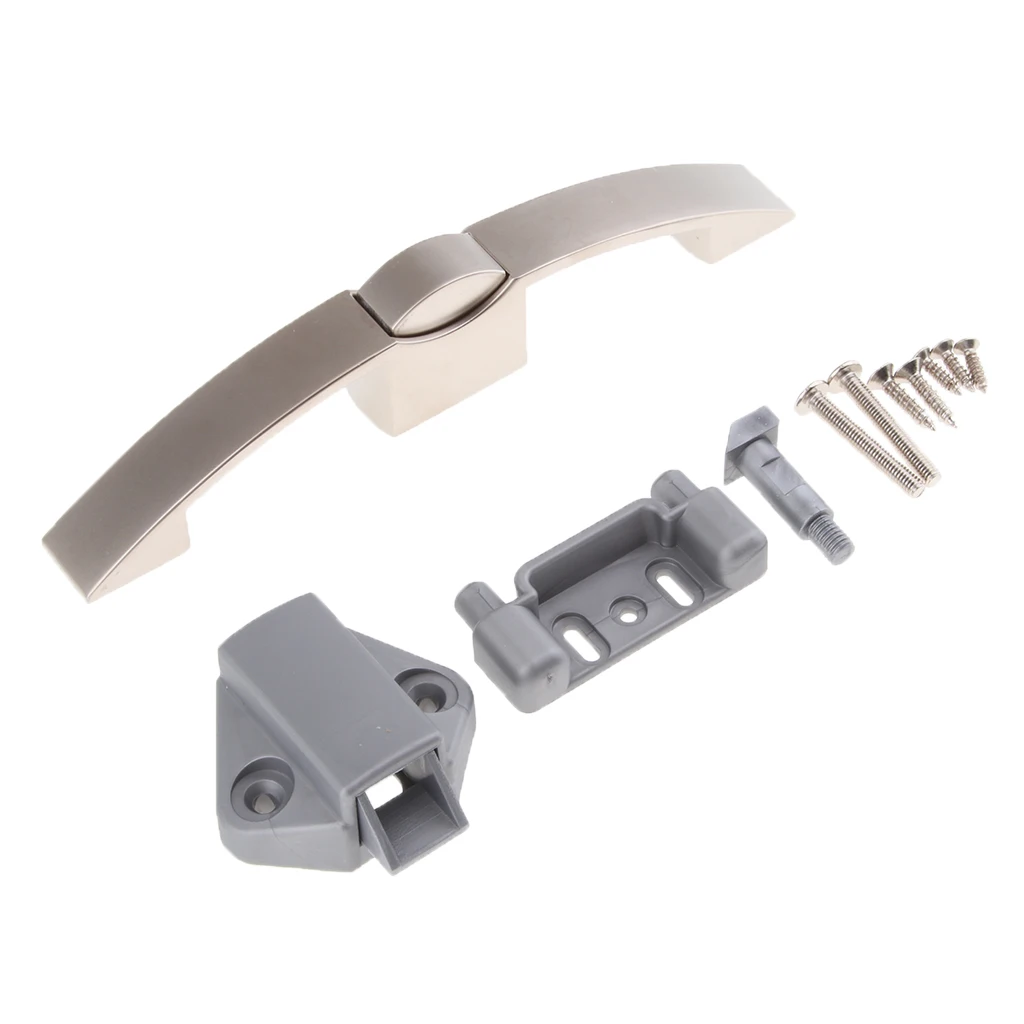Pull Handle Latch Lock Knob Push Button Camper Caravan Button Pull Lock for Furniture Cupboard Door Cabinet Handle Lock