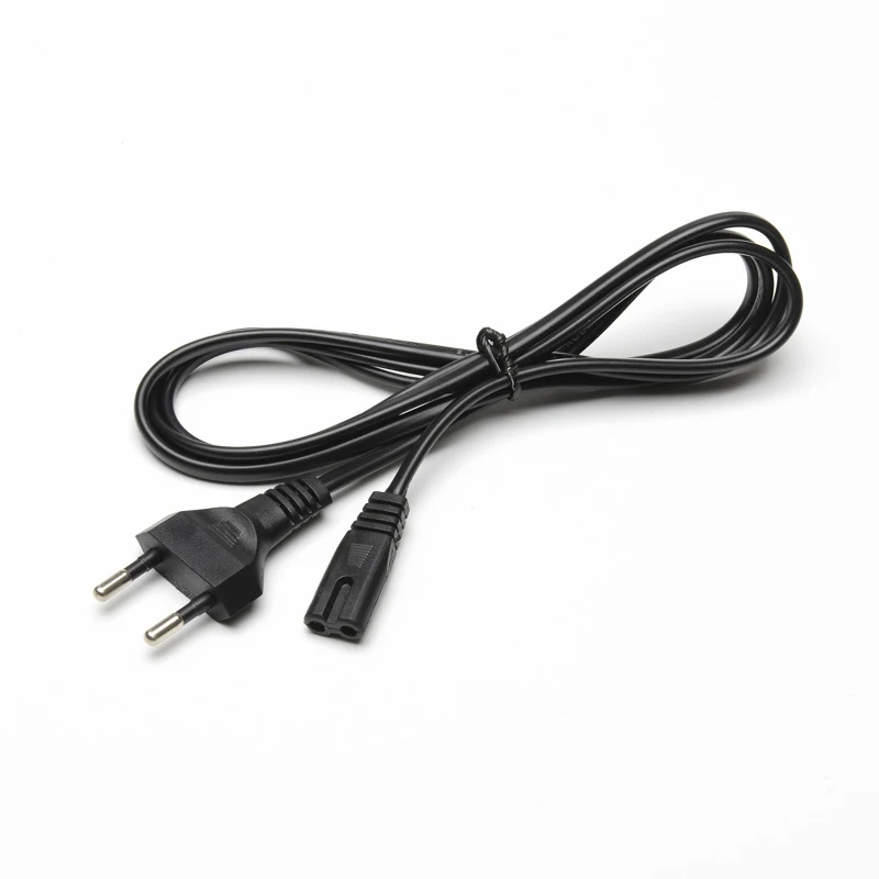 Universal European Lighting Power Cord 2pin C7 C8 to EU charging Extension power cord for Table Lamp Flashlight 0.6M 1.5M black