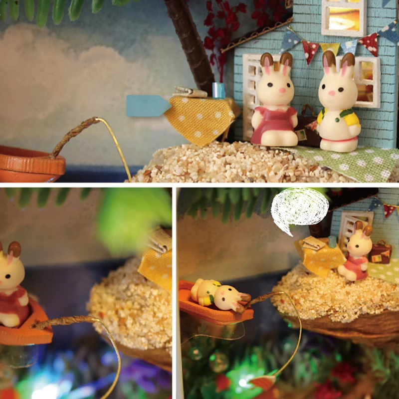Box-Theater Puppenhäuser Holz-Puppenhaus Miniatur-Zuhause Nostalgisches Themen-Puppenhaus Möbel Zubehör Spielzeug für Geschenke – Detail 13