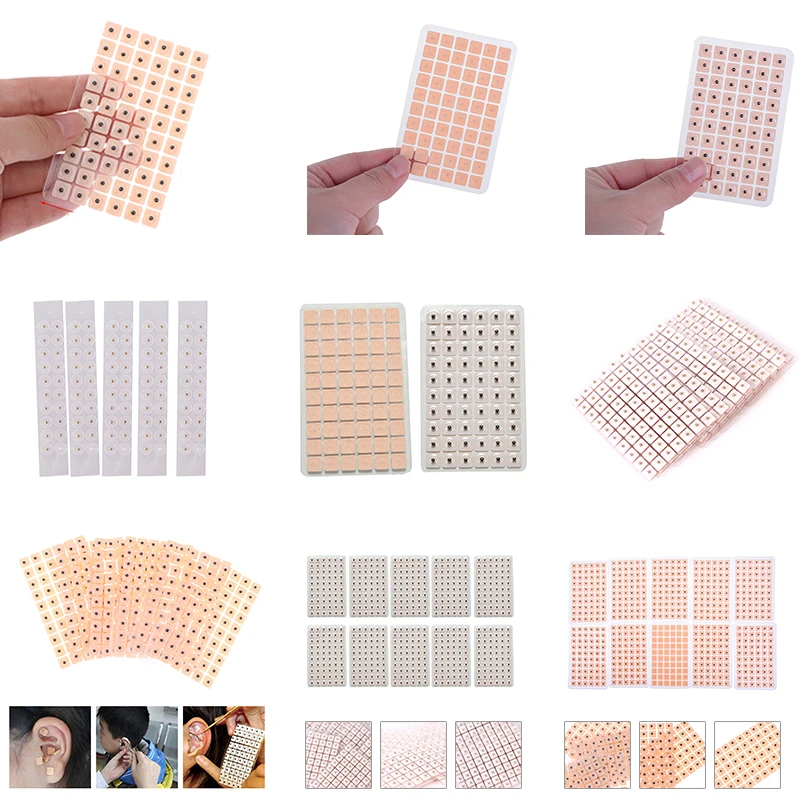 600-100Pcs Auricular Auriculotherapy Massage Care Sticker Acupuncture Needle Ear Vaccaria Relaxation Therapy Patch Ears Stickers