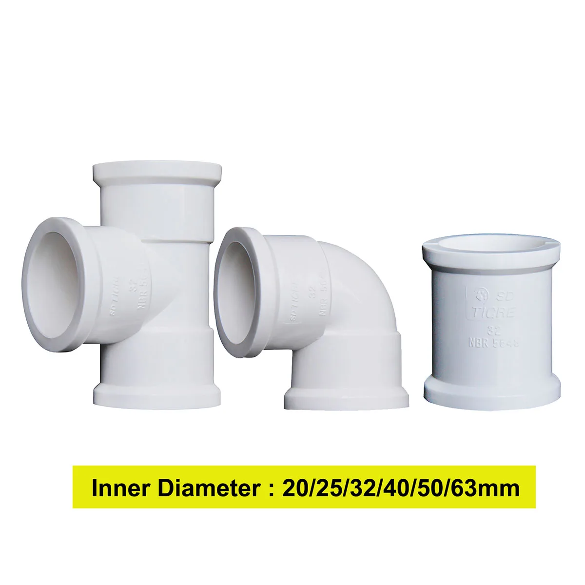 

20~63mm Thicken White PVC Pipe Fittings 90° Elbow/Tee/Straight Connector Irrigation Aquarium Water Supply Pipe Connector Adapter