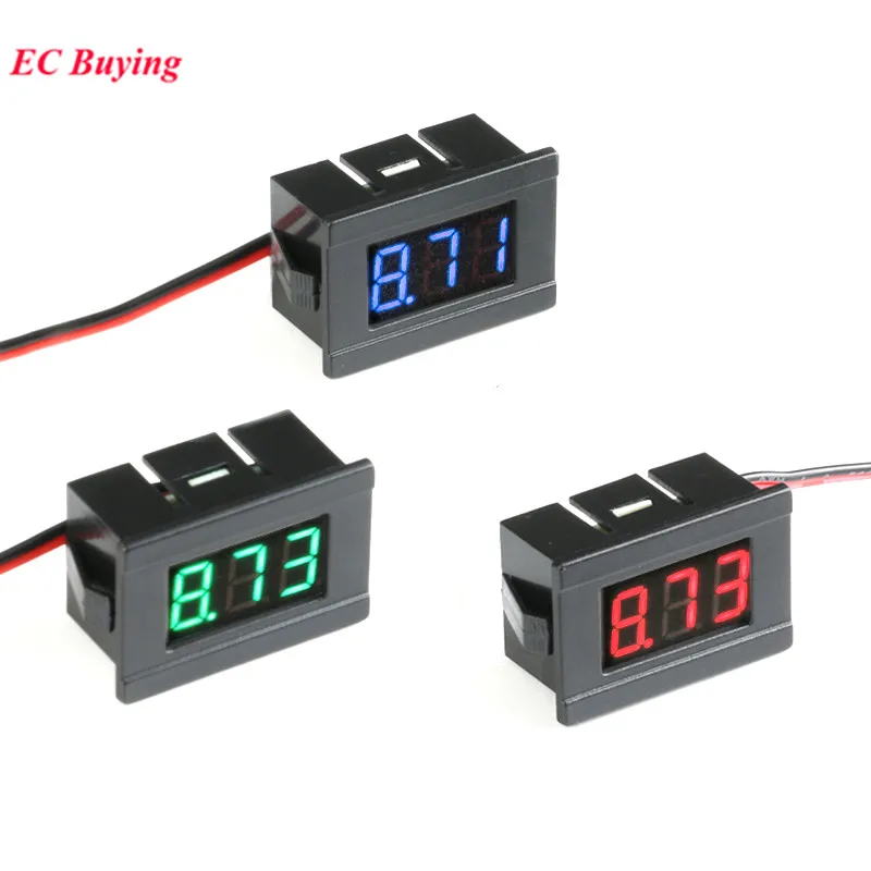 Mini Digital Voltmeter DC 4.5V to 30V Voltmeter Voltage Panel Meter For 6V 12V 24V Electromobile Motorcycle Car 0.56'' 0.36''