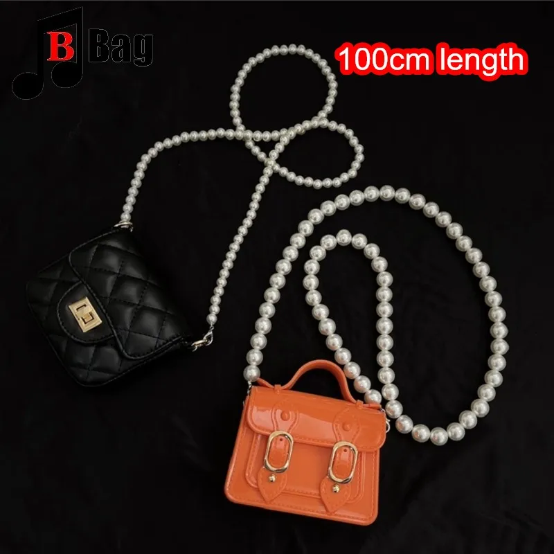 Corrente de bolsa pérola para mulheres, alça de ombro, correntes de substituição, pingente frisado, decorativo, acessórios de joias, meninas, 8-30mm