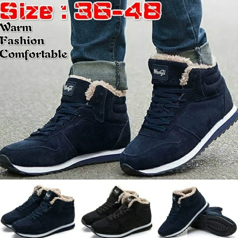 Men Winter Snow Boots for Women Sneakers Chunky Warm Vulcanized Shoes Woman Flats Non-slip Cotton Boot Mom Casual Running Shoe