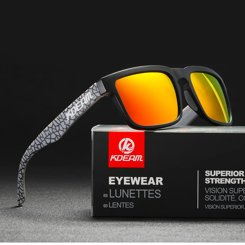 KDEAM männer Polarisierte Sonnenbrille Angeln Lebensstil Gespiegelt Farbe Blockieren Sonnenbrille Frauen Legende Platz Sonnenbrille Mit Box – Detail 29