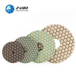 Z-LION 3 PCS 3/4/5/6 Inch Diamond Polishing Pad Marble Granite Concrete Buffing Disc Flexible Abrasive Pad Dry For Angle Grinder