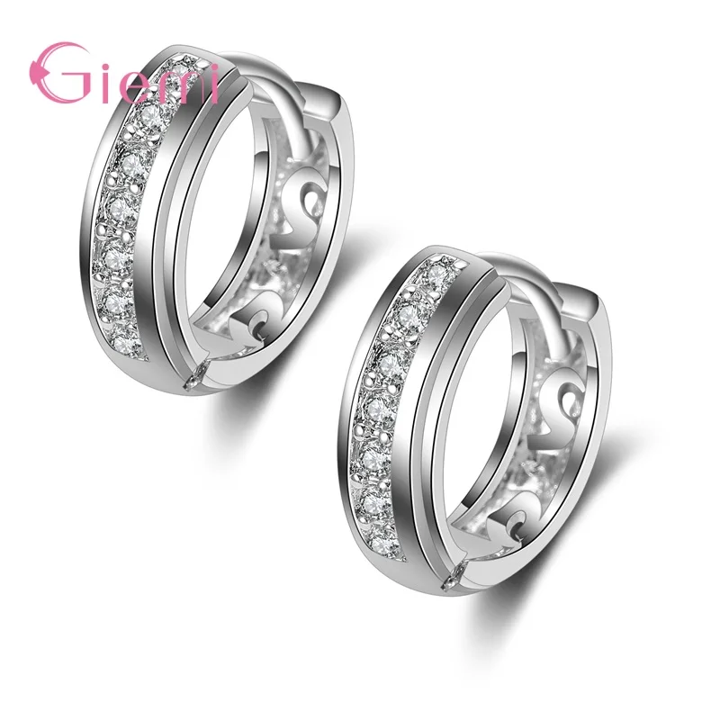 

925 Sterling Silver Retro Crystal Wedding Hoop Earrings For Women Girls Trend Fashion Jewelry Wholesale