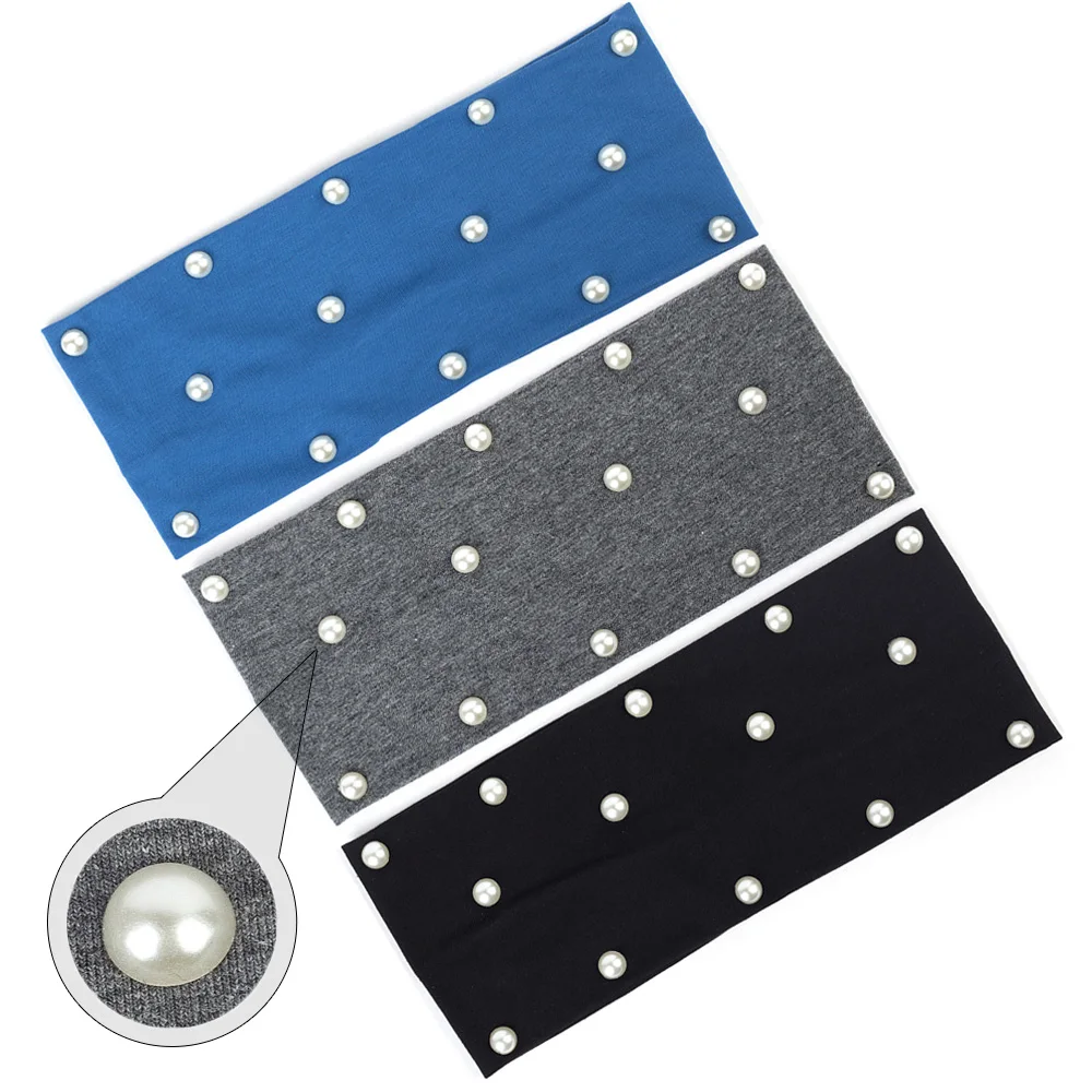 

Women Cotton Headbands White Pearl Fashion Elastic Turban Hairbands For Female Handmade Headwear DIY Hair Band Hair Accessories