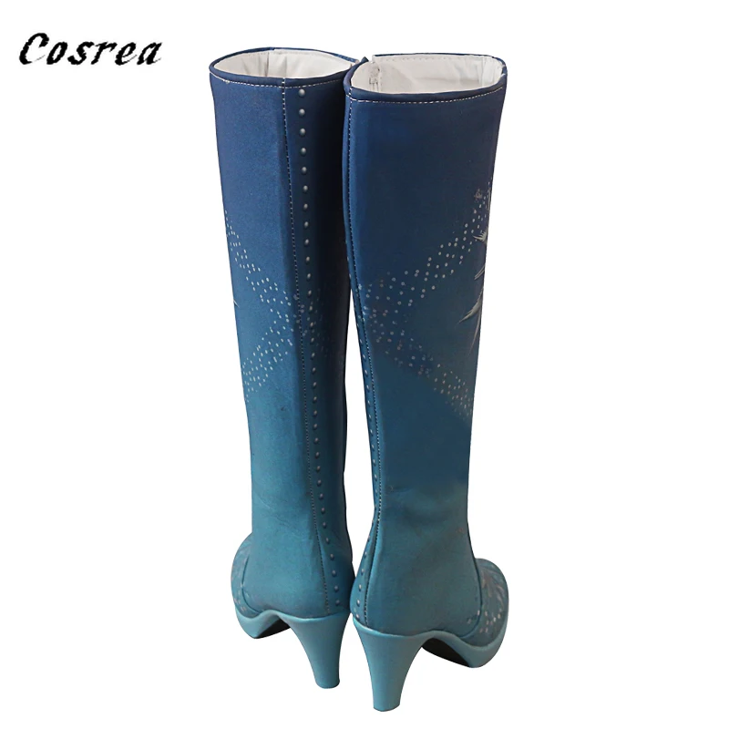 Queen Shoes Costume princess Ice Shoes Winter Girls Christmas Snow Cosplay Knee-high High Heel Boots