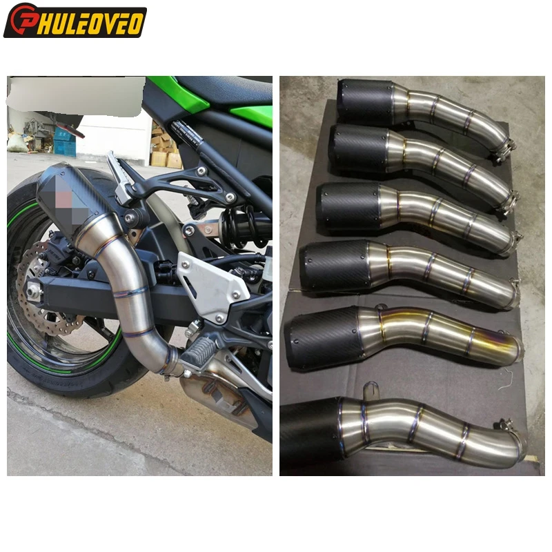 Titanium Alloy Z900 2012-2021 Motorcycle Exhaust Muffler Slip-on Link Pipe Carbon Fiber Muffler Exhaust Leak Mid Pipe for Z 900