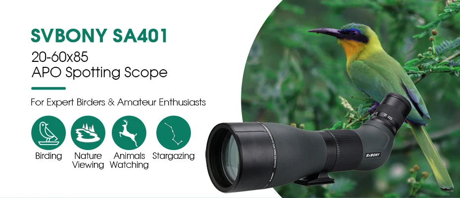 Svbony SA401 APO Spektiv 20-60X85/25-75X100 ED Teleskop Leistungsstarkes wasserdichtes Campingausrüstung Vogelbeobachtungsteleskop – Detail 5