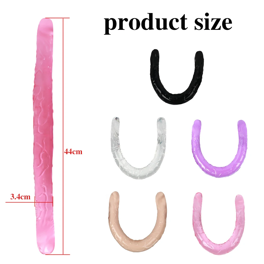 44cm Soft Jelly Dildo Double Long Realistic Dildos Cock Lesbian Vaginal Anal Plug Flexible Fake Penis For Women Dildos Sex Toys