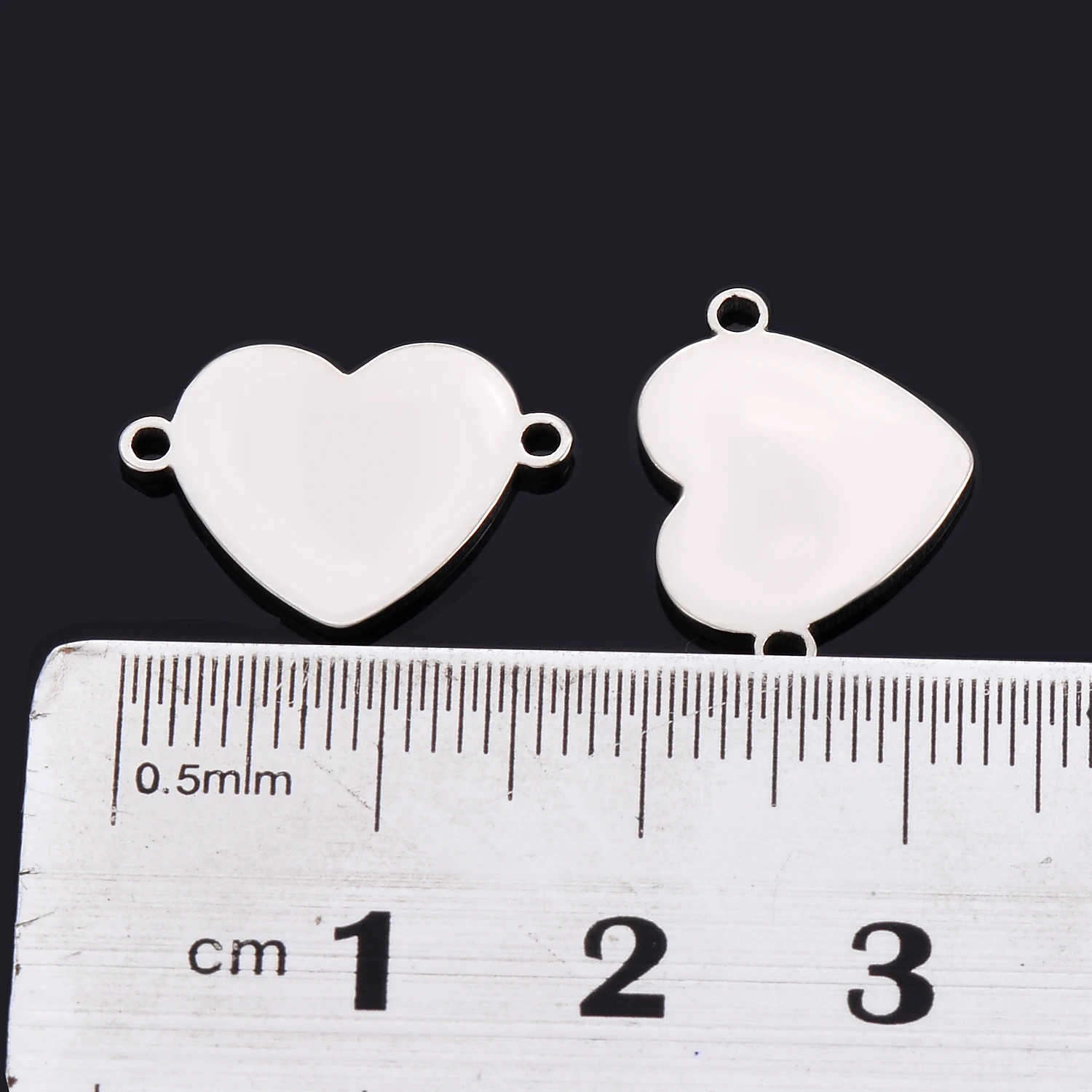 10 sztuk ze stali nierdzewnej małe serce bransoletka złącza Charms DIY komponenty do biżuterii bransoletka złącze akcesoria 2 otwory DIY Charm — zdjęcie 4