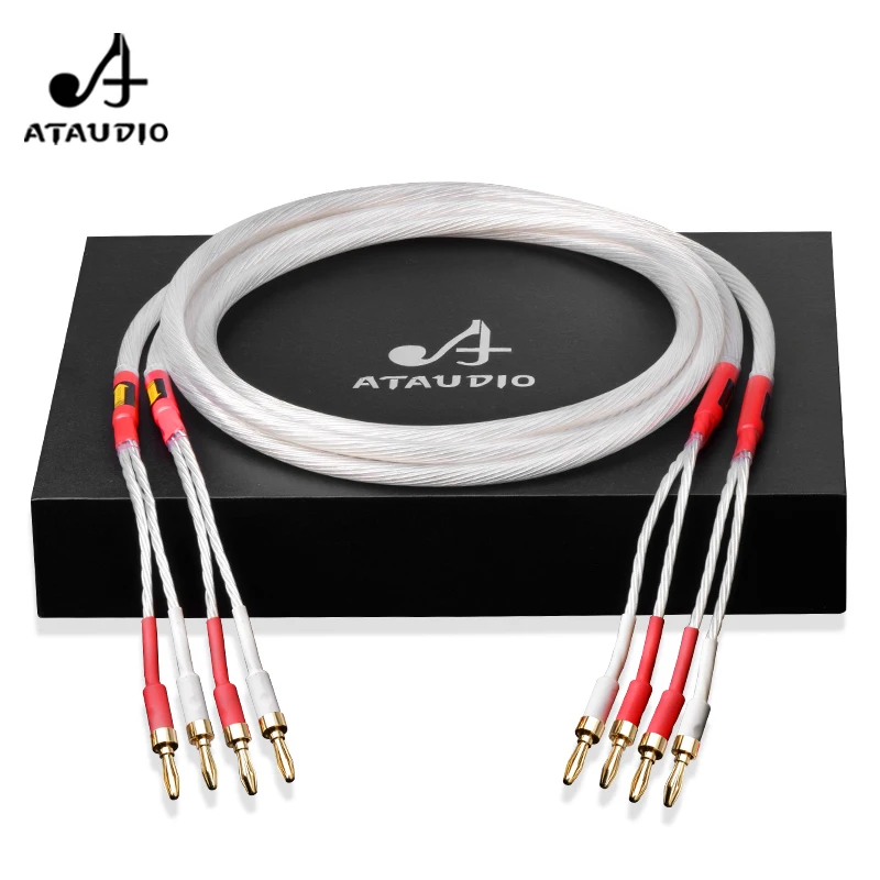 ATAUDIO one pair hifi speaker cable high quality silver-plated speaker wire for connect amplifier and speaker