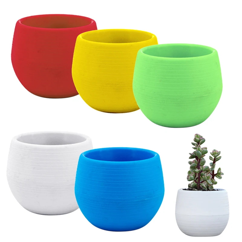 1/3/5PCS Plant Desktop Potted Succulent Plant Pot Planter Pot 2023 Plastic Flowerpot Flower Vase Solid Color Mud Holder