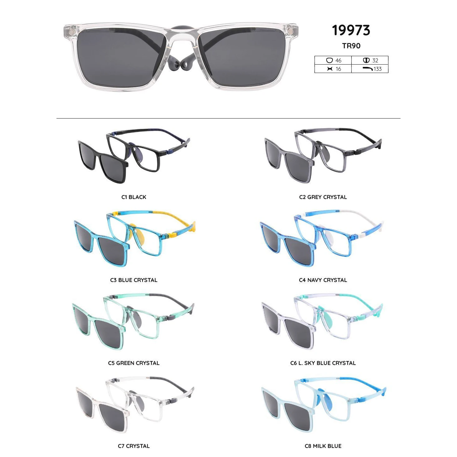 Kirka TR90 Clip-on Sunglasses for Kids Solid Color Magnetic Sun Glasses Child Eyewear Polarized Glasses Fashion Brand Design