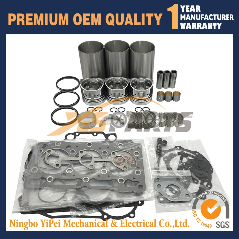 

D1005 3 Cylinder Rebuild Kit for Kubota Engine B2320DTN B2320DWO B2320HSD repair kit