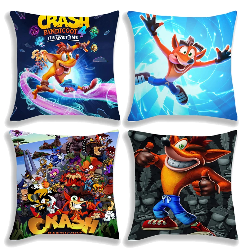 Crash Bandicoot On the Run! Pillow Case Crash Cushion Cover 45*45cm Polyester Pillow Cover Home Decorative No Pillow Insert