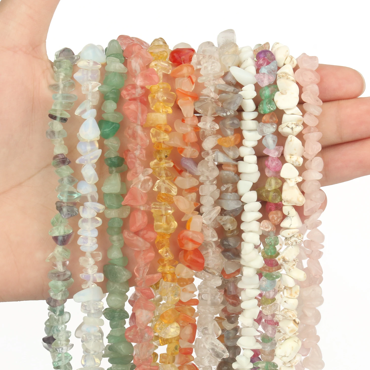 Natural Irregular Fluorite Ametyst Garnets Stone Chips Gravel Beads for Jewelry Making DIY Bracelet Necklace Accessories 16inch