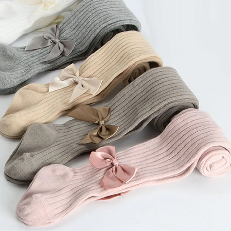 Girls Tights Princess Bowknet Baby Girl\'s One-Piece Pantyhose Baby Spring and Autumn New Style Trousers Lace Stocking