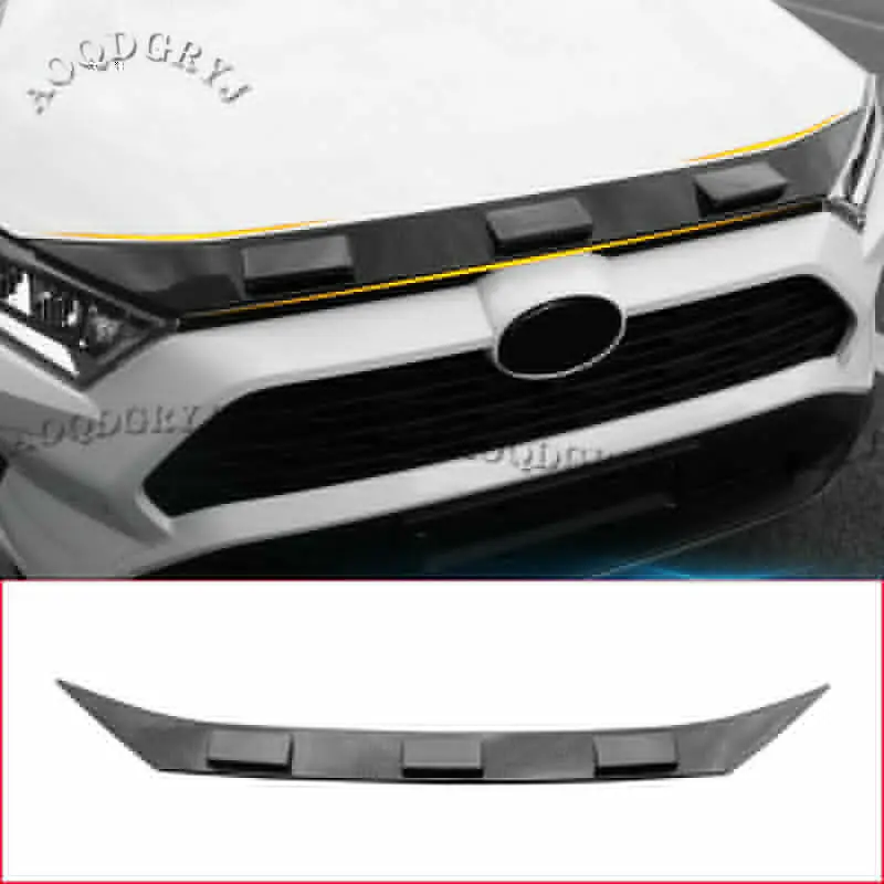 Carbon Texture Front Grille Engine Cover Trim Molding Car Styling Accessories 1Pcs For TOYOTA RAV4 2019-2020