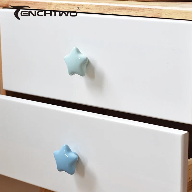 TENCHTWO Ceramic Handle Children Furniture Door Handle Cupboards Knob Wardrobe Dresser Shoe Cabinet Knobs Drawer Pulls 1pcs