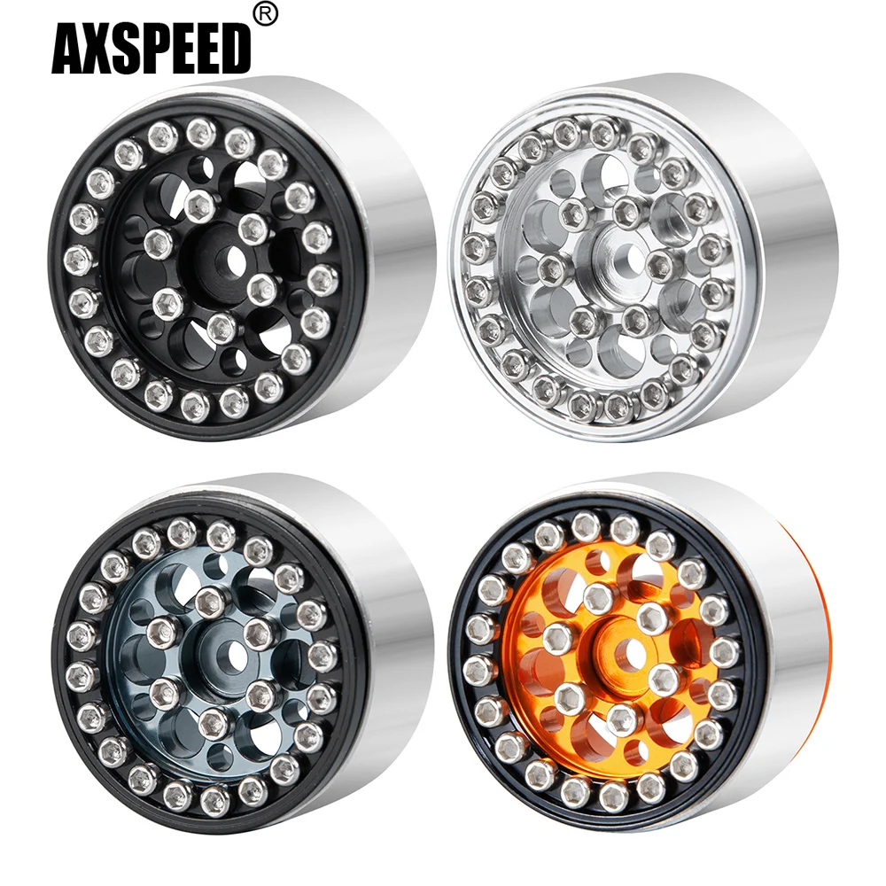 AXSPEED 4 pièces Micro 1.0 pouces alliage métallique Beadlock jantes moyeux pour TRX-4M 1/18 Axial SCX24 1/24 RC voiture modèle mise à niveau pièces