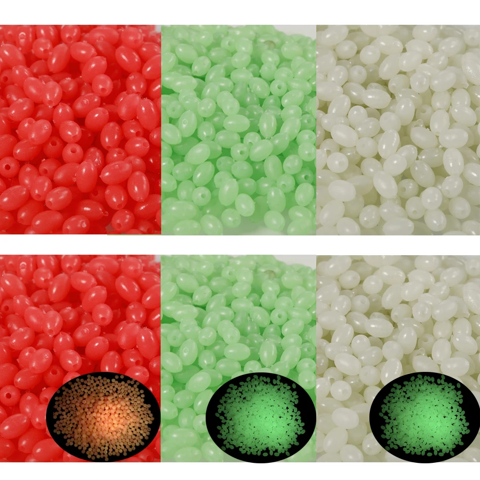 

100 шт. рыболовные Бусины овальные Мягкие пластиковые светящиеся бусины для раковины для тройных крючков рыболовные приманки зеленые красные рыболовные снасти